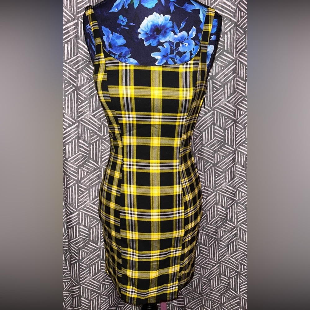 Yellow plaid dress